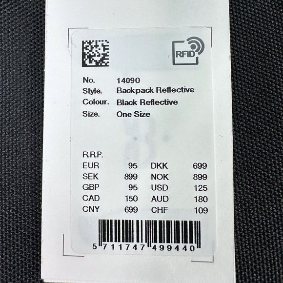 RAINS Backpack Reflective | 70 Black Reflective One Size - 19” x 11.75” x 4.5” - Picture 9 of 10